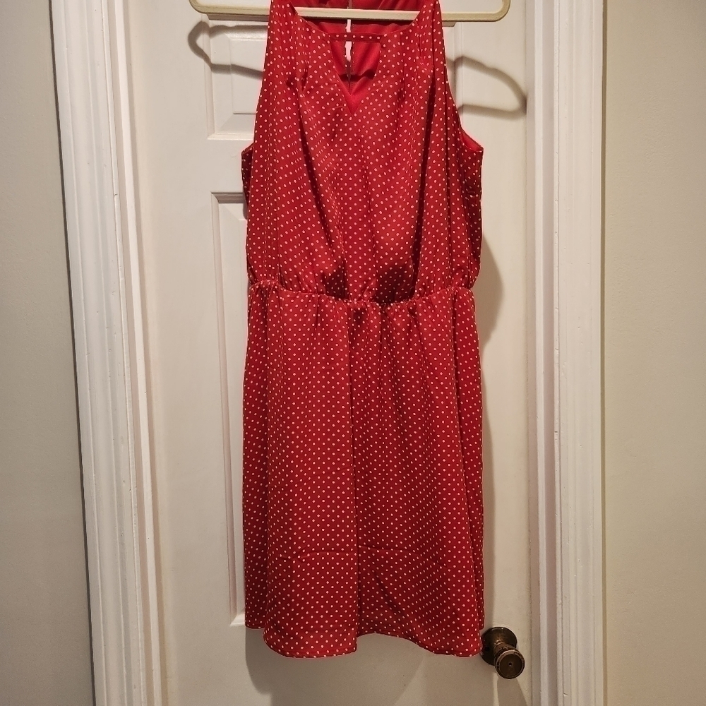 Maurices polka dot key hole neck dress